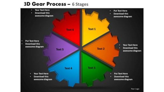 PowerPoint Process Cycle Chart Gear Process Ppt Slides