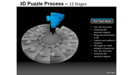 PowerPoint Process Diagram Pie Chart Puzzle Process Ppt Slide