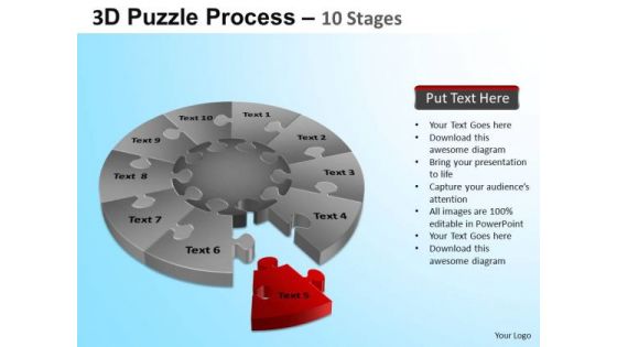 PowerPoint Process Editable Puzzle Segment Pie Chart Ppt Theme