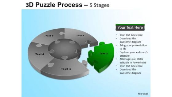 PowerPoint Process Education Jigsaw Pie Chart Ppt Backgrounds