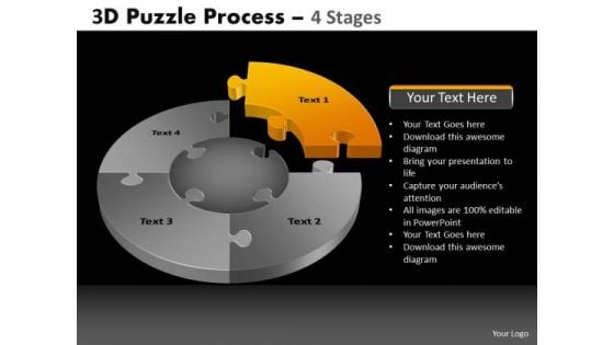 PowerPoint Process Graphic Pie Chart Puzzle Process Ppt Layout