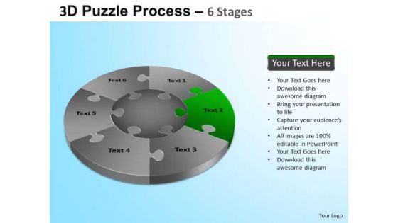 PowerPoint Process Growth Jigsaw Pie Chart Ppt Template