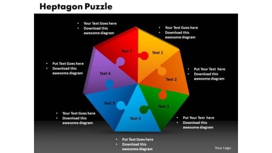 PowerPoint Process Heptagon Puzzle Graphic Ppt Template