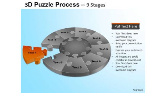 PowerPoint Process Leadership Puzzle Segment Pie Chart Ppt Theme