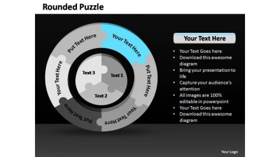 PowerPoint Process Marketing Rounded Puzzle Ppt Slides