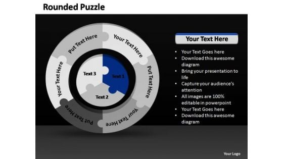 PowerPoint Process Marketing Rounded Puzzle Ppt Theme