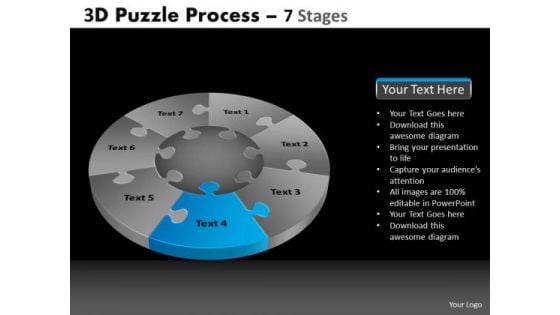 PowerPoint Process Strategy Pie Chart Puzzle Process Ppt Template