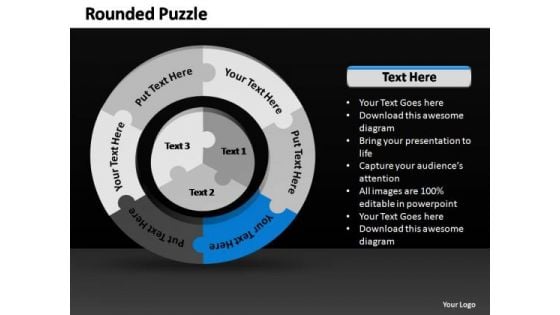 PowerPoint Process Strategy Rounded Puzzle Ppt Slides