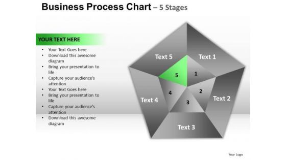 PowerPoint Process Success Pentagon Pie Chart Ppt Backgrounds