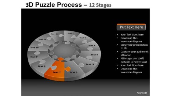 PowerPoint Process Success Pie Chart Puzzle Process Ppt Slide