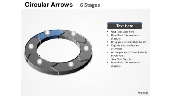 PowerPoint Process Teamwork Circular Arrows Ppt Template