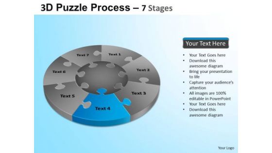 PowerPoint Process Teamwork Jigsaw Pie Chart Ppt Design