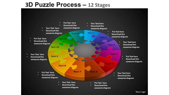 PowerPoint Process Teamwork Pie Chart Puzzle Process Ppt Template