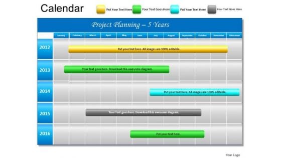 PowerPoint Slide 5 Year Gantt Chart Planning Ppt Templates