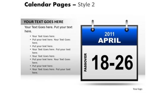 PowerPoint Slide Calendar 18-26 April Education Ppt Process