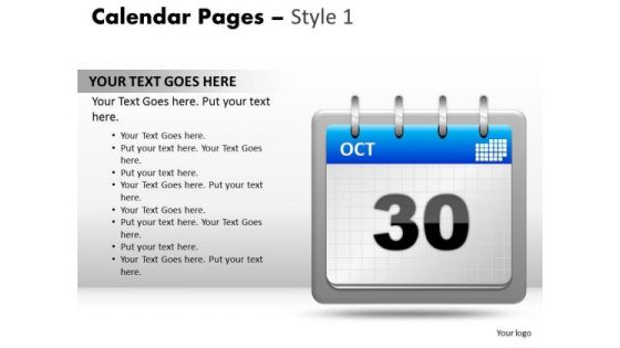 PowerPoint Slide Calendar 30 Oct Diagram Ppt Presentation