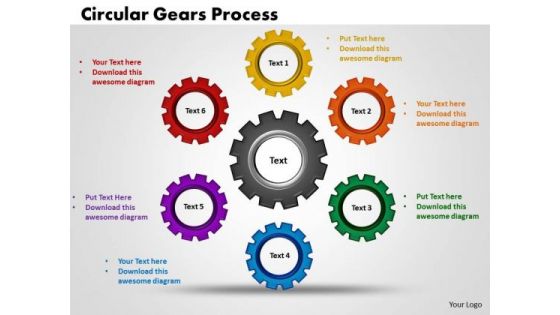 PowerPoint Slide Circular Gears Process Diagram Ppt Slide