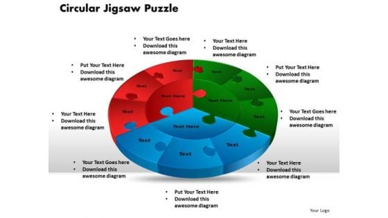 PowerPoint Slide Circular Jigsaw Puzzle Graphic Ppt Theme