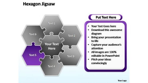 PowerPoint Slide Company Hexagon Jigsaw Ppt Presentation