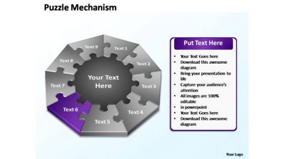 PowerPoint Slide Designs Diagram Puzzle Mechanism Ppt Slide Designs