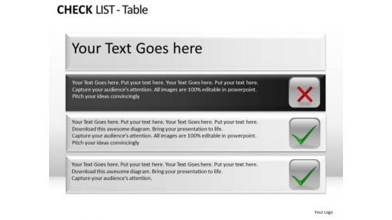 PowerPoint Slide Designs Editable Check List Table Ppt Designs