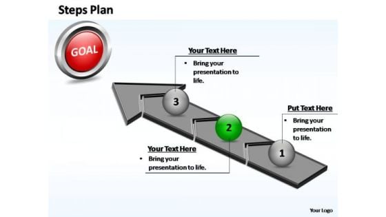 PowerPoint Slide Editable Steps Plan 3 Stages Style 4 Ppt Template