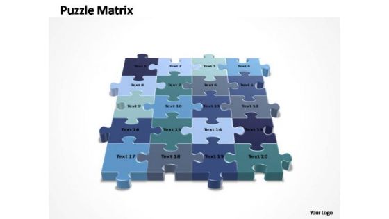 PowerPoint Slide Education 4x5 Rectangular Jigsaw Puzzle Matrix Ppt Theme