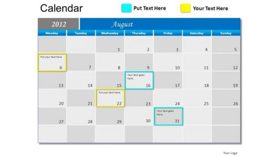 PowerPoint Slide Growth Blue Calendar 2012 Ppt Slide