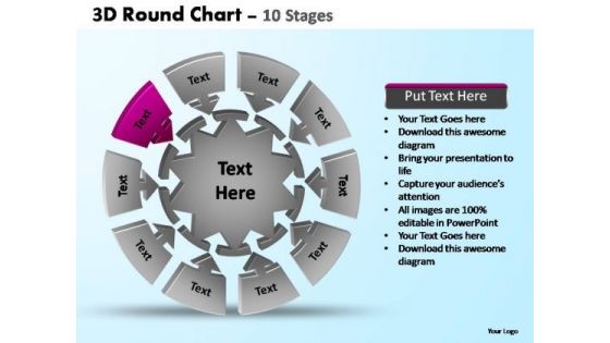 PowerPoint Slide Growth Pie Chart With Arrows Ppt Backgrounds