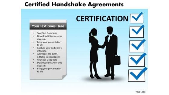 PowerPoint Slide Image Certified Handshake Ppt Template