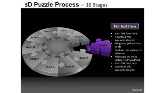 PowerPoint Slide Sales Pie Chart Puzzle Process Ppt Layout