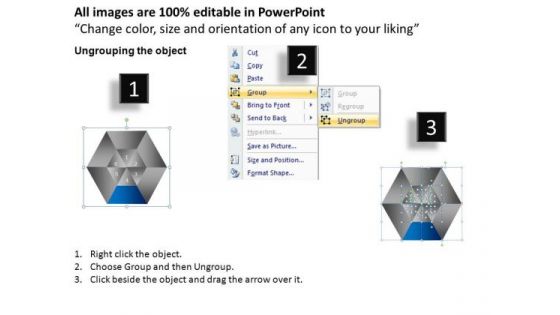 PowerPoint Slidelayout Chart Hexagon Pie Chart Ppt Theme