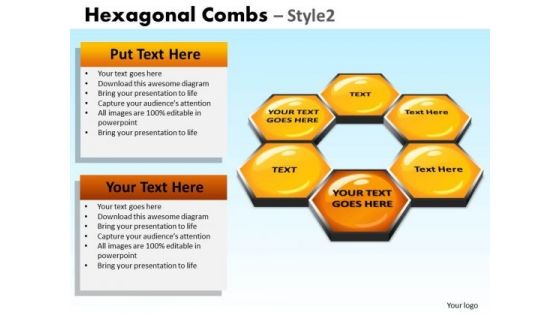 PowerPoint Slidelayout Corporate Teamwork Hexagonal Combs Ppt Slide