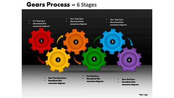 PowerPoint Slidelayout Diagram Gears Process Ppt Presentation