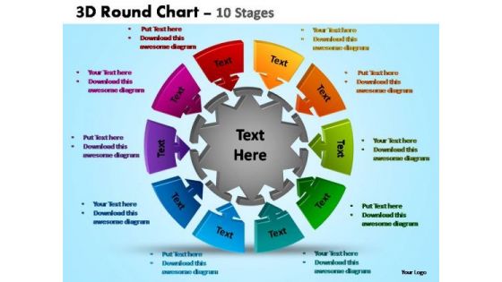 PowerPoint Slidelayout Diagram Pie Chart With Arrows Ppt Design