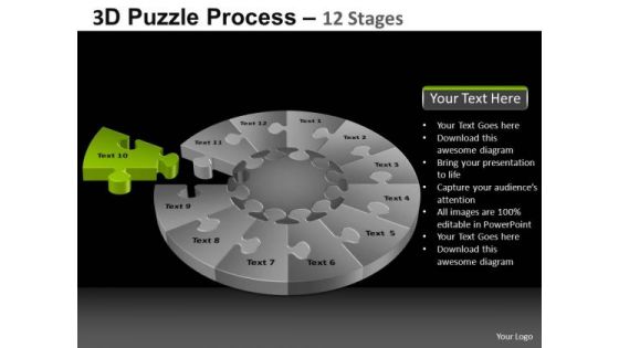 PowerPoint Slidelayout Editable Pie Chart Puzzle Process Ppt Backgrounds