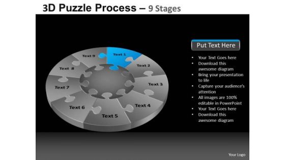 PowerPoint Slidelayout Global Pie Chart Puzzle Process Ppt Slide