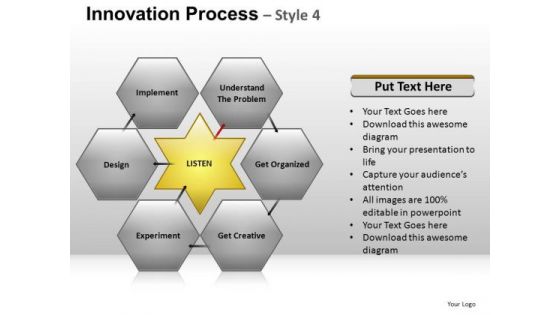 PowerPoint Slidelayout Growth Hexagon Chart Ppt Themes