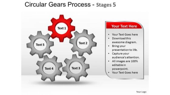 PowerPoint Slidelayout Strategy Circular Gears Ppt Slide