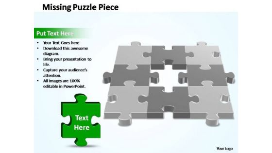 PowerPoint Slides Business 3d 3x3 Missing Puzzle Piece Ppt Process