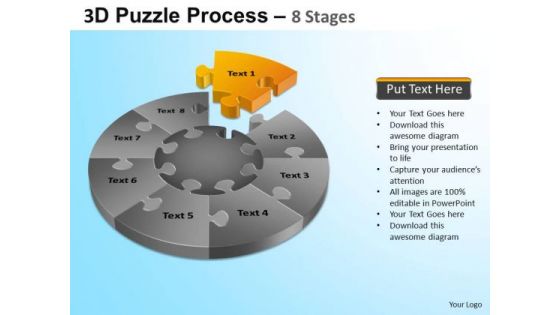 PowerPoint Slides Business Strategy Puzzle Segment Pie Chart Ppt Themes