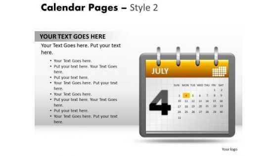 PowerPoint Slides Diagram Calendar 4 July Ppt Presentation