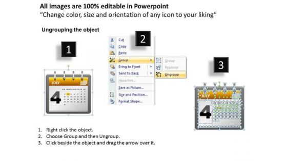 PowerPoint Slides Diagram Calendar 4 July Ppt Presentation
