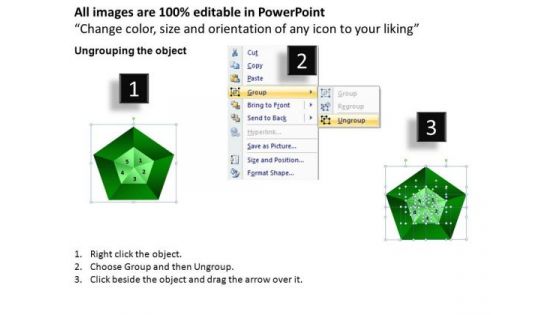 PowerPoint Slides Diagram Pentagon Pie Chart Ppt Slide