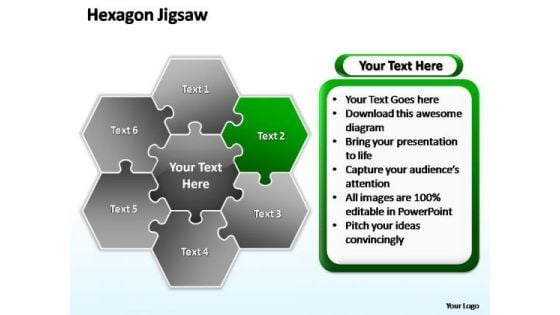 PowerPoint Slides Marketing Hexagon Jigsaw Ppt Slides