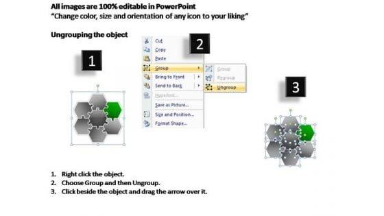 PowerPoint Slides Marketing Hexagon Jigsaw Ppt Slides