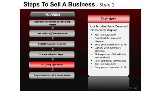 PowerPoint Slides On Steps To Sell A Business Ppt Diagram Templates