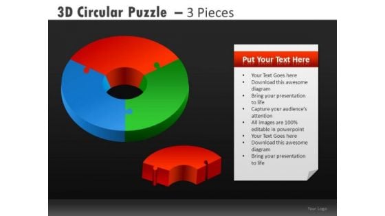 PowerPoint Slides Pie Chart Diagram 3 Pieces