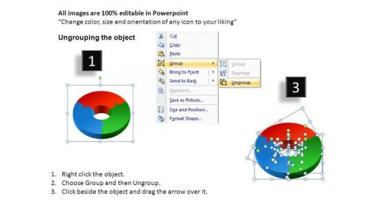 PowerPoint Slides Pie Chart Diagram 3 Pieces