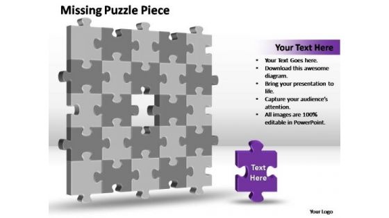 PowerPoint Slides Process 3d 5x5 Missing Puzzle Piece Ppt Theme